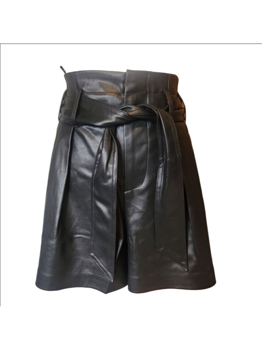 TRUTH BY REPUBLIC BLACK FAUX LEATHER SHORTS HIGH WAISTED WITH BELT SIZE 10 NWT - Picture 9 of 9